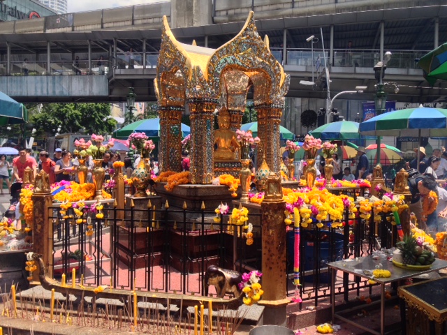 a hindu shrine in Bangkok dedicated to the god Brahma