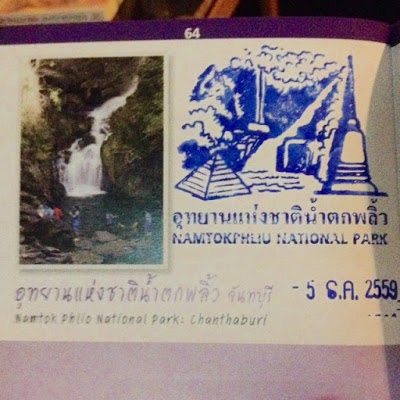 a thai national park passport stamp collected in the passbook